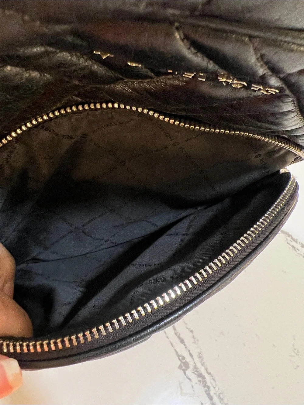 Michael Kors Abbey Black Quilted Leather Backpack